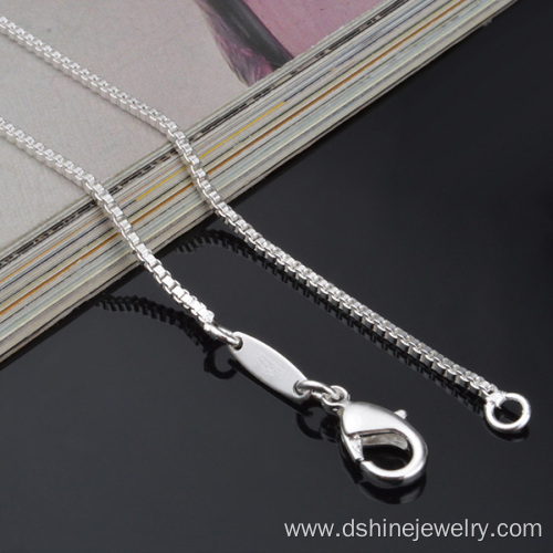 Mens Sterling Silver Box Chain Necklace 925 Silver Plating